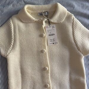 Zara Cream Knit Button-Up Cardigan